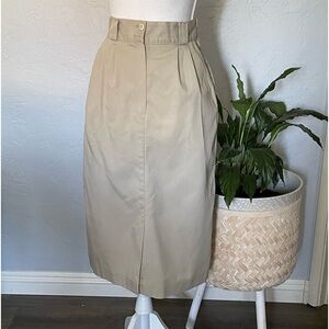 Counterparts Bintage khaki color skirt with front slit. Missing button office
